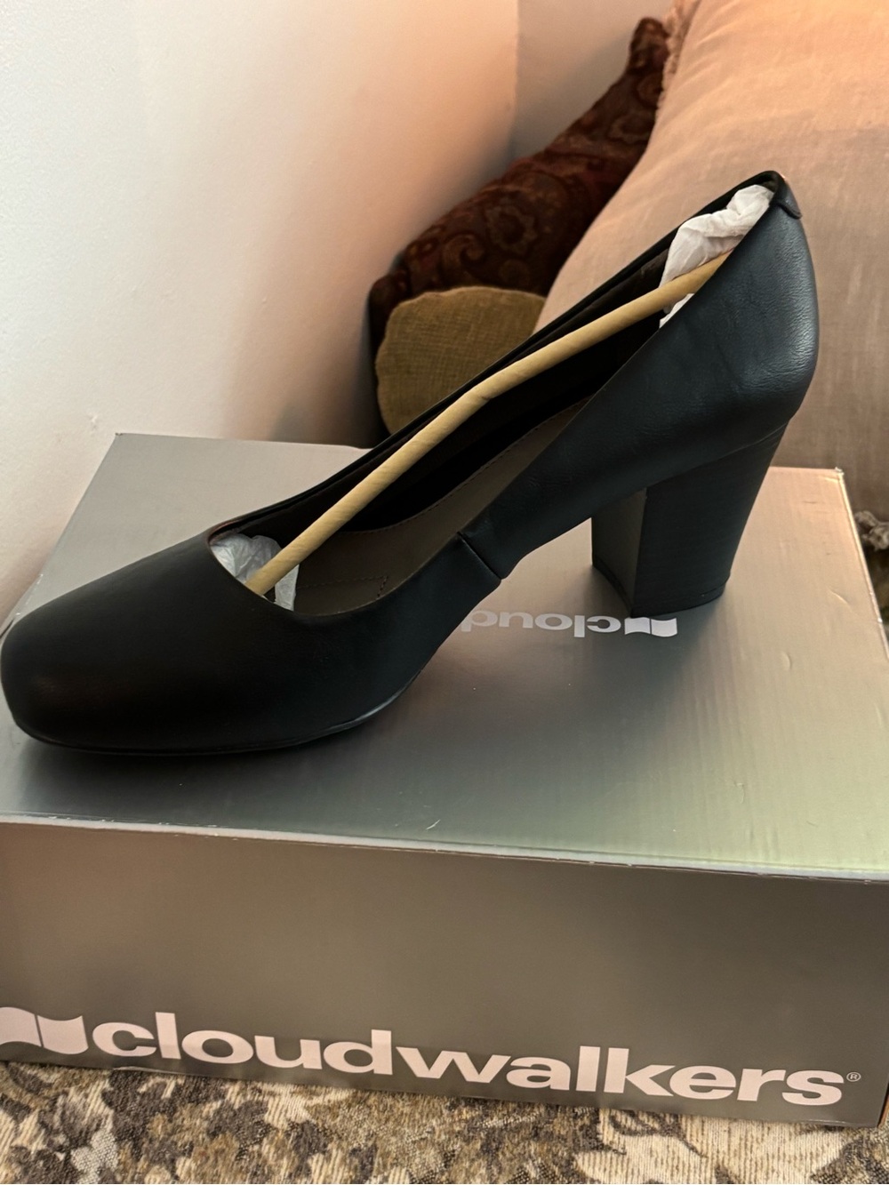 Cloudwalkers Black Block Heel Pump for Women